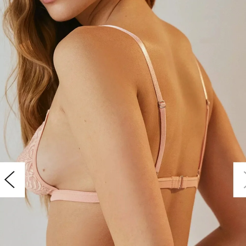 Mucci Ferrara Sheer Lace Triangle Bralette in Rose Size XS - Picture 2 of 5